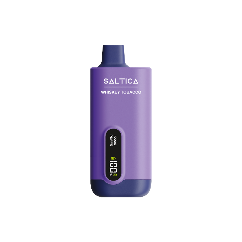 Saltica Ekranlı 10000 Viski Tütün Ekranlı tasarımıyla zengin viski tütün aroması sunan uygun fiyatlı Saltica 10000 puf kullan-at vape bar.