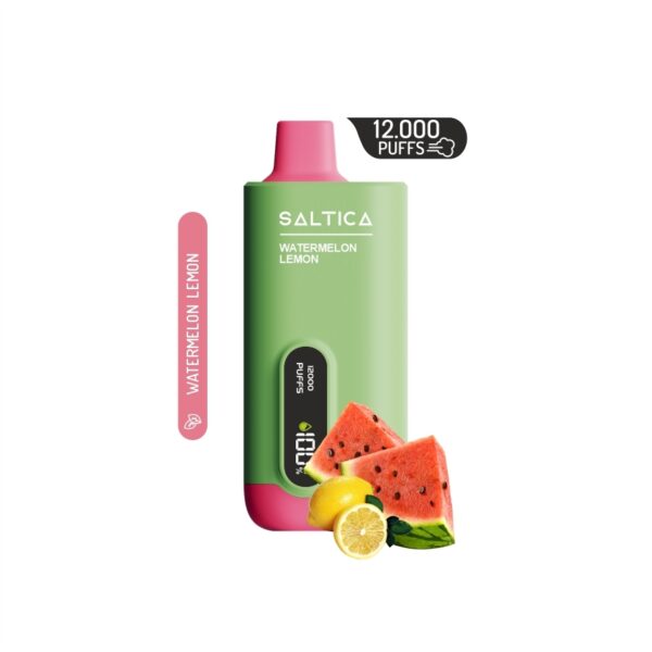Uygun fiyatlı Saltica Ekranlı 12000 Watermelon Lemon kullan-at vape bar, taze karpuz ve limon aromasıyla salt nikotin performansı sunar.