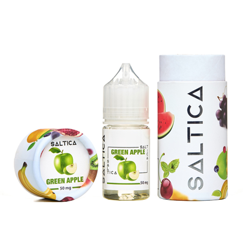 Uygun fiyatlı Saltica Green Apple 30ml, taze yeşil elma aromasıyla yoğun lezzet ve hızlı salt nikotin keyfi sunar.