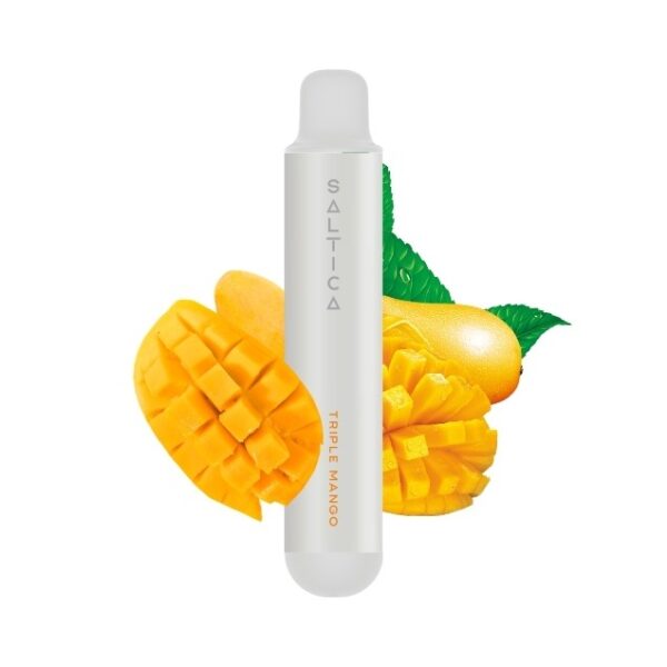 Uygun fiyatlı Saltica Pearl Triple Mango 600 kullan-at vape, 20 mg salt nikotin ile yoğun mango lezzeti sunar.