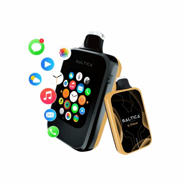 Uzun süreli şeftali keyfi ve yüksek salt nikotin kapasitesi sunan uygun fiyatlı Saltica S-Phone 30000 kullan-at vape bar.