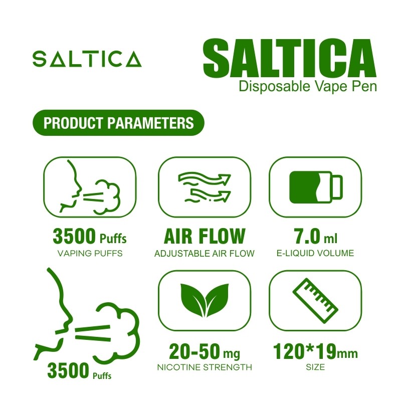 Saltica Watermelon Ice Kullan At Vape Uygun fiyatlı Saltica Watermelon Ice kullan at vape, ferah karpuz ve mentol aromasıyla hazır salt nikotin keyfi sunar.