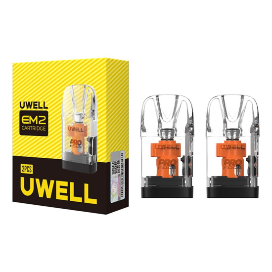 Uygun fiyatlı Uwell EM2 kartuş, pod sisteminiz için uzun ömürlü ve yüksek performanslı buhar sağlar.