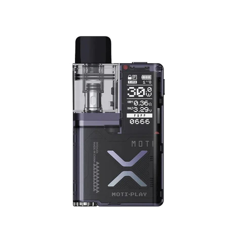 Kompakt Vaporesso Moti X Play Pod Mod, yeniden doldurulabilir yapısıyla uygun fiyatlı ve güçlü salt nikotin keyfi sunar.