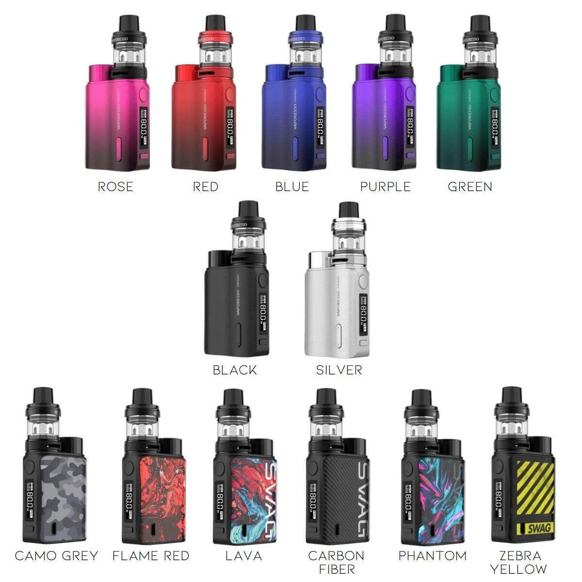 Vaporesso Swag 2 Pod Mod Renk Seçenekleri ve Stil