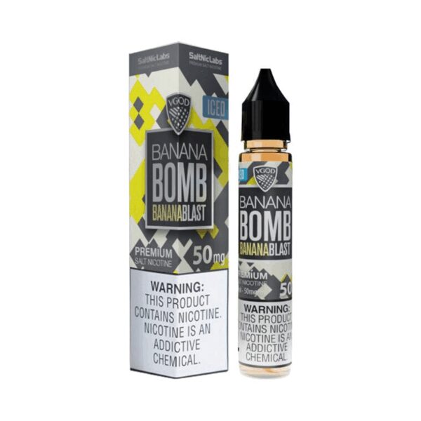 VGOD Banana Bomb Iced, olgun muz ve buz etkisiyle uygun fiyatlı, yüksek salt nikotinli premium likit.