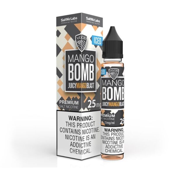 Uygun fiyatlı Vgod Mango Bomb Ice salt nikotin likiti, yoğun mango ve ferahlatıcı buz aroması sunar.