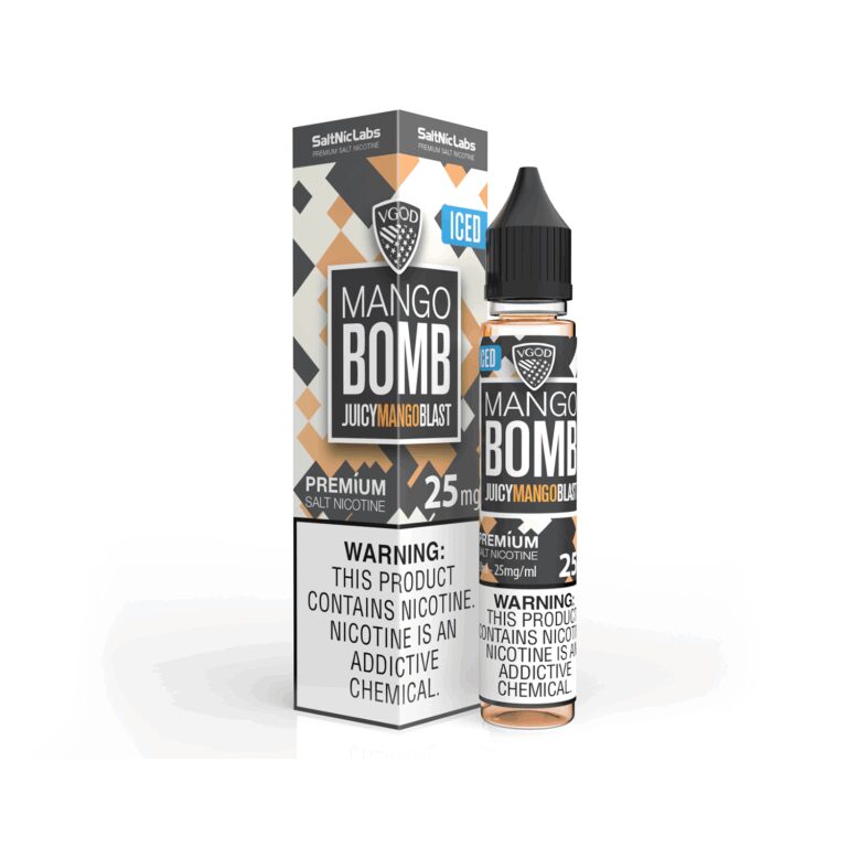 Uygun fiyatlı Vgod Mango Bomb 30ml likit, yoğun mango aroması ve salt nikotin ile tatmin edici buhar keyfi sunar.