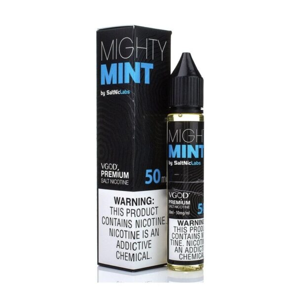 Uygun fiyatlı VGOD Mighty Mint likit, yoğun nane ferahlığı ve yüksek salt nikotin ile güçlü buhar keyfi sunar.