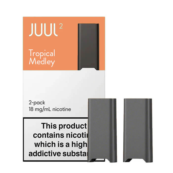 Uygun fiyatlı JUUL2 Tropical Medley kartuş, egzotik meyve karışımı ve salt nikotin ile keyifli içim sunar.