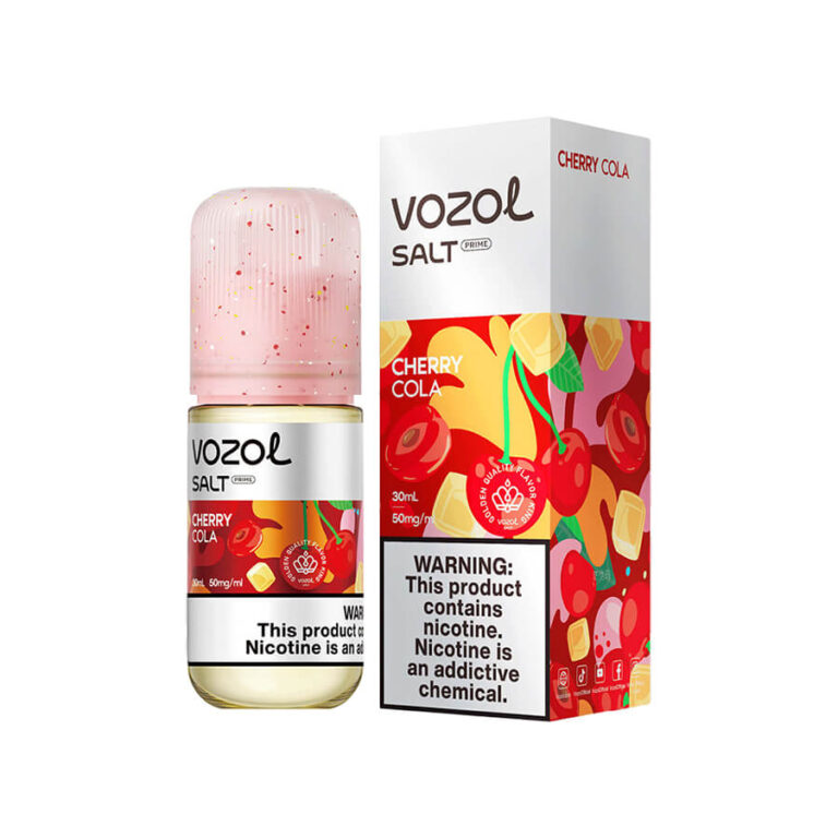 Vozol Cherry Cola Salt Likit 30ML, kola ve kiraz aromasıyla pod cihazlar için uygun fiyatlı bir salt nikotin seçeneği sunar.
