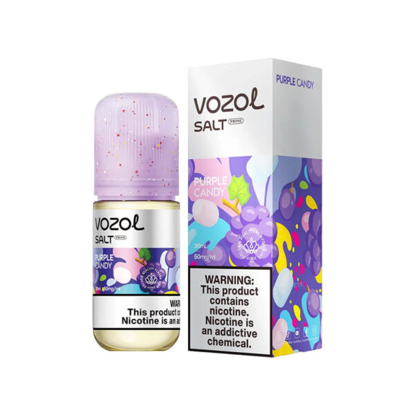 Uygun fiyatlı Vozol Purple Candy likit, tatlı şekerleme aromasıyla 30MG ve 50MG salt nikotin seçenekleri sunar.