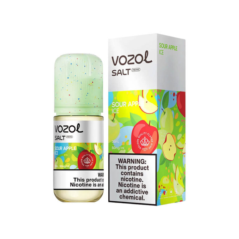 Uygun fiyatlı Vozol Sour Apple salt nikotin likiti, ekşi elma tadını buz ferahlığıyla pod cihazlara taşır.