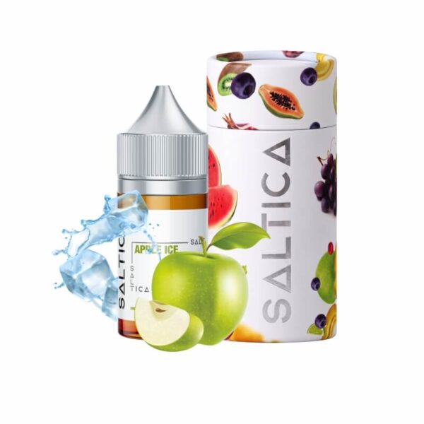 Uygun fiyatlı Saltica Apple Ice, kırmızı elma ve vanilya krema lezzetini buz ferahlığıyla birleştiren salt nikotin likitidir.