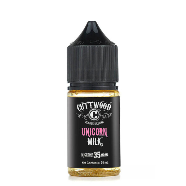Cuttwood Unicorn Milk likit, çilek ve krema lezzetini uygun fiyatla birleştiren 30ml salt nikotin seçeneği sunar.