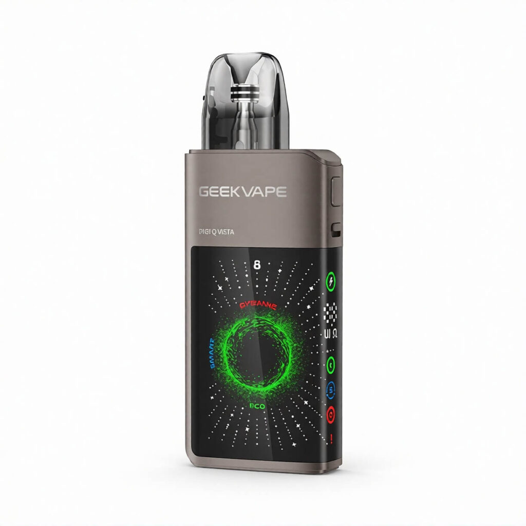 Uygun fiyatlı 1600 mAh pil ve 35W çıkışla salt nikotin için üstün aroma sunan Geekvape Digi Q Vista Pod Mod.