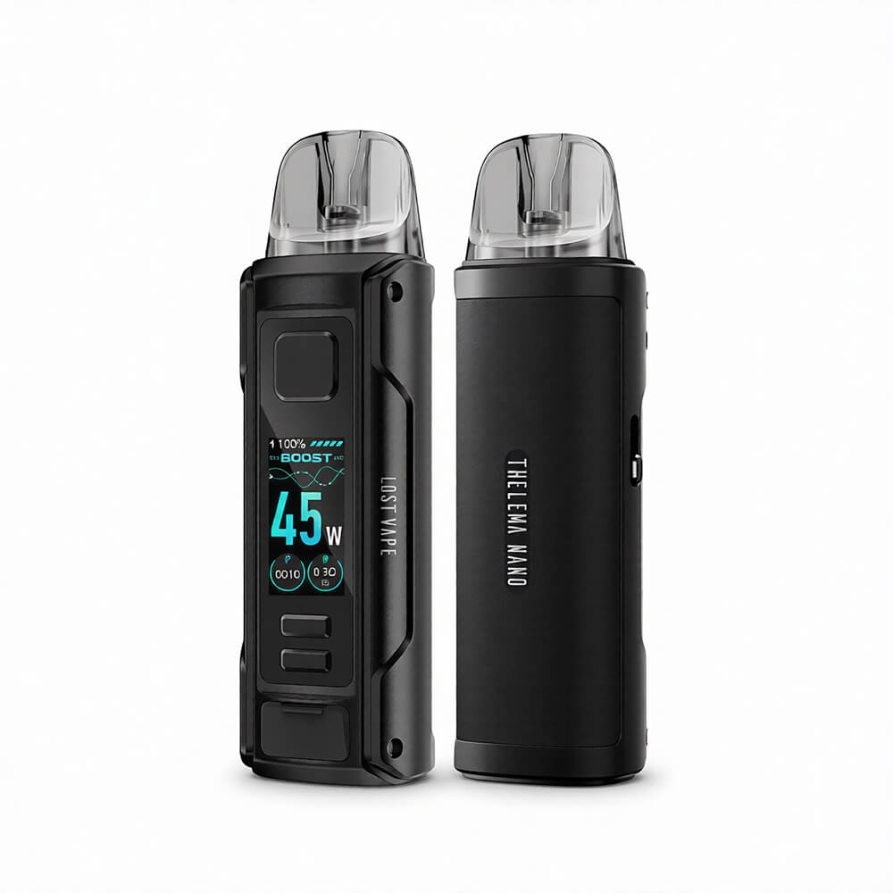 Lost Vape Thelema Nano Pod Mod, 1500 mAh batarya ve 45W çıkışla uygun fiyatlı salt nikotin için yoğun tat ve sızdırmazlık sunar.