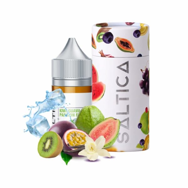 Kivi, guava ve çarkıfelek meyvesinin tropikal uyumunu vanilya ve krema ile buluşturan uygun fiyatlı salt nikotin likit.