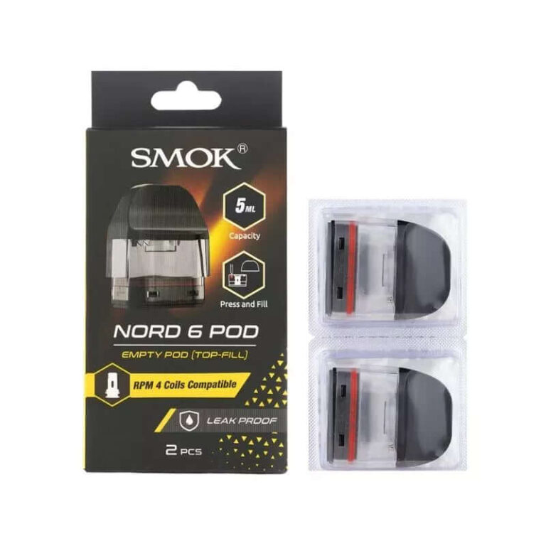 Smok Nord 6 için uygun fiyatlı, şeffaf tasarımlı ve salt nikotin ile kullanıma uygun 2'li boş yedek kartuş.